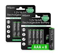 HiQuick AAA Rechargeable Batteries 1100mAh, 8 AAA Rechargeable Battery 1.2V High Performance, Retailer Package
