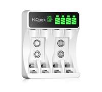 HiQuick LCD 4-slot Battery Charger for 1.2V Standard AA & AAA Ni-MH Ni-CD Rechargeable Batteries, Type C Input, Fast Charging Function, Intelligent Battery Detection Technology