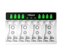 HiQuick LCD 8-slot Battery Charger for AA & AAA Rechargeable Batteries, 5V 2A Type C Input, Intelligent Battery Detection Technology, AA AAA Battery Charger