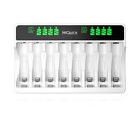 HiQuick LCD 8-slot Battery Charger for AA & AAA Rechargeable Batteries, Type C and Micro USB Input, 5V 2A Fast Charging Function, Intelligent Battery Detection Technology, AA AAA Battery Charger