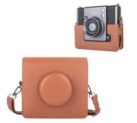 HIQYIN Instax Wide EVO Case, Protective Cover Compatible with Fujifilm Instax Wide EVO Hybrid Instant Camera, PU Leather Carrying Case with Adjustable Shoulder Strap - Retro Brown