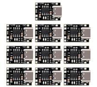 Hiraethge 10-Pack USB C 3.7V Lithium Battery Charger Board 4.2V 1A Module | Ultra-compact 14x18x5mm, 4.5-6.5V input, onboard over-voltage & over-current protection, for 18650 & Lipo cell projects