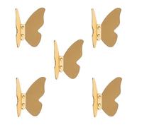 HIRAIDAI Adhesive Hook 5 Pack Butterfly Brass Perforated Bathroom Door Hooks - Gold
