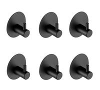 HIRAIDAI Bathroom Hooks 4 Pack Punch-Free Wall 4.5CM Bathroom Broom Clips - Round Black - Cylindrical