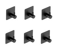 HIRAIDAI Bathroom Hooks 4 Pack Punch-Free Wall 4.5CM Toilet Broom Clips - Square Black - Cylindrical