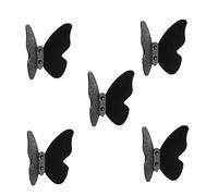 HIRAIDAI Bathroom Hooks 5 Pack Butterfly Brass Perforated Bathroom Door Hooks - Black