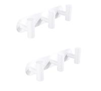 HIRAIDAI Bathroom Hooks Clothes and Towels Punch-Free Bathroom Stainless Steel 3 Hooks White Two Pack