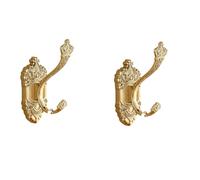 HIRAIDAI Bathroom Hooks for Towels 2 Pack Living Room Bathroom Door Punch-Free Entrance Hall Clothing Cabinet Gold Hooks - Crown A