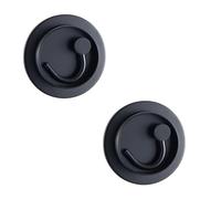 HIRAIDAI Bathroom Hooks for Towels 2 Pack Stainless Steel Rotary Punch Hidden Round Hooks for Bathroom - Black