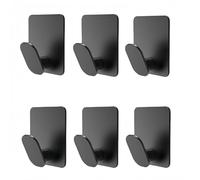 HIRAIDAI Bathroom Hooks for Towels 304 Stainless Steel Bathroom Door Hooks for Bedroom and Living Room Doors - Black - Large Size 6-Pack