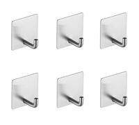 HIRAIDAI Bathroom Hooks for Towels 4 Pack Punch-Free Wall 4.5CM Bathroom Broom Clips - Square Silver - Trunk Hook