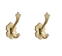 HIRAIDAI Self Adhesive Bathroom Hook 2 Pack Living Room Bathroom Door Punch-Free Entrance Hall Clothing Cabinet Gold Hooks - Crown