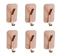 HIRAIDAI Self Adhesive Bathroom Hook 6 Pack Punch-Free Door Behind 8CM Bathroom Clothes and Kitchen Storage - Double Hook Rose Gold