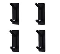 HIRAIDAI Self Adhesive Hooks 4 Pack 304 Stainless Steel Double Hook Towels - No Punch, No Mark - Black - 8.5X3CM