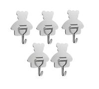 HIRAIDAI Self Adhesive Hooks Stainless Steel Bear Hook Punch-Free 43Mm Kitchen and Bathroom Door Sticker - 5 Pack