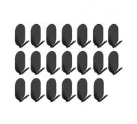 HIRAIDAI Self Adhesive Hooks Stainless Steel Door Back 5.3X3.2CM Kitchen and Bedroom Coat Hooks Nail-Free - Black 20 Pieces