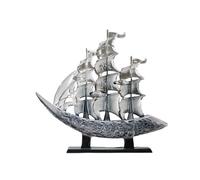 HIRAIDAI Statue Sailboat Desktop Ornaments 33X33X5Cm Office Living Room Tv Cabinet Decorations Housewarming Moving - Smoky Gray