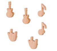 HIRAIDAI Wooden Coat Hooks Solid Wood Coat Hooks, Art Guitars with Rock Music Elements and Musical Notes - 6 Pack