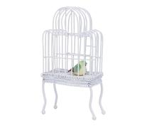 Hiraith 1:12 Scale Dollhouse Bird Cage, LIfelike Miniature Metal & Plastic Birdhouse for Dollhouse Collections, Enhance Miniature Living Spaces with Charming Decor (White)