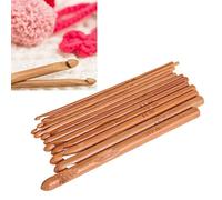 Hiraith 12pcs Carbonized Round Bamboo Crochet Hooks Ergonomic Handle Making for Craft Enthusiasts