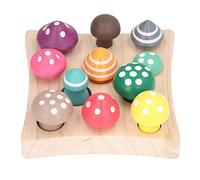 Hiraith 12Pcs Colorful Wooden Mushroom Picking Toy, Educational Counting Game with Matching Holes, for Toddler Color Cognition, Made of Basswood, Over 12 Months