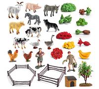 Hiraith 36PCS Farm Animal Toys Set - Realistic PVC Educational Playset for Kids Learning, Farm Themed Party Decor & Montessori Teaching - Includes Animals & Vegetables Figures