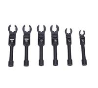 Hiraith 6Pcs Flexible Long Crowfoot Line Wrench Set for 12-19mm Nuts, 180 Degree Flex Head Crowfoot Wrenches with Storage Box for Narrow Spaces