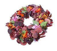 Hiraith Artificial Wreath Vibrant Colors Retro Simulated Autumn Flowers Leaves for Front Door Garden