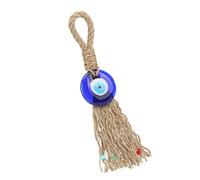 Hiraith Blue Evil Eye Pendant, 50mm Round Glass | Hemp rope material, Charming and elegant design, Home decoration piece, Indoor and outdoor use