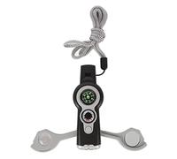 Hiraith Emergency Survival Whistle LED Light Compass Thermometer Multi Function for Hiking - ABS Material (Gray White)