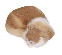 Hiraith Lifelike Furry Sleeping Cat Figurine, Ultra Realistic Plush Decorative Cat Model with Fluffy Fur, Perfection Gifts for Cat Lovers & Home/Office Decor