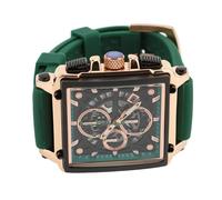 Hiraith Men Quartz Watch, Luminous Chronograph, Sporty Silicone Strap, Water Withstand, Hollow Design, for Business, Leisure, Outdoors, Silicone Strap, Metal, Black, 45mm (Green)