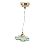 Hiraith Miniature Round Glass Pendant Lamp Dollhouse Ceiling Light Dollhouse Decoration, Exquisite Detail, Lifelike Effect, 1:12 or 1:6 Scale Dollhouses, Glass, Metal (Green)