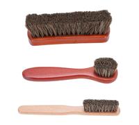 Hiraith Shoe Brushes Kit Horsehair Polish Applicator Long Handle Shoe Brush Shoe Shine Brush with Microfibre Cloth for Boots Handbags