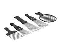 Hiraith Stainless Steel Hair Pick Comb Set for Fluffy Hair, African Perm, Oily, Hairstyles, 5pcs Afro Comb for Long Curly, Black People