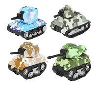 Hiraith Tank Model, Alloy Hard to Damage, Pull Back Tank Toys Pull Back Function, Simulation Toy Gifts for Kids, Camouflage, 4pcs (armored camouflage tank)