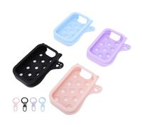 Hiraith Touch Land 30mL Hand Sanitizer Silicone Case, Cute Ears Design Protective Cover with Detachable Keychain for Hand Mist Bottles (Purple/Pink/Blue/Black) (4pcs)