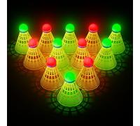 HIRALIY LED Badminton Birdies 6/12 PCS, Nylon Glow in The Dark Badminton Shuttlecocks for Baseball Backyards Practice, 2 Color Light Up Birdie Ball Set for Adults Indoor Outdoor Sports Activities (12)