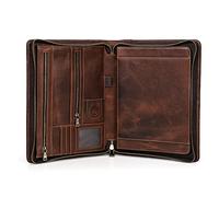 Hiram Handmade Italian Leather Padfolio Business Multi-Function Portfolio Work Organizer, Vintage Leather Conference Folder for iPad Pro 11” with Notepad Holder