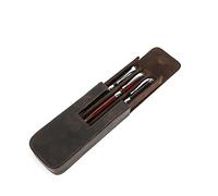 Hiram Leather Pen Box for 3 Pens Portable Pen Leather Storage Case with Hidden Magnetic Snap Closure and Pen Tray Holder Design (Coffee)