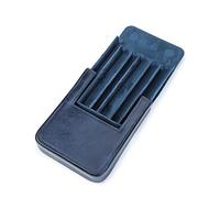 Hiram Leather Pen Case for 6 Pens Portable Vegetable Tanned Leather Made Pen Storage Box with Hidden Magnetic Snap Closure and Pen Tray Drawer Holder Design (Blue)