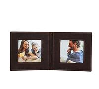 Hiram Leather Picture Frame Retro Leather Hand-Crafted Foldable Double Photos Frame for Tabletop Decorative Design Home Decor