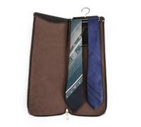 Hiram Men‘s Dual Tie Storage Bag Travel Tie Case with Metal Hook Holds 2 Ties Zip Pocket for Tie Clips Portable Tie Organizer for Suitcase or Closet