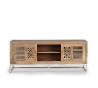 Hiram TV Unit - Carved Mango Wood - 2 Door
