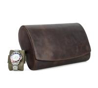 Hiram Watch Display Case, Genuine Leather Watch Storage Case for 8 Watches With Removable Cushion Portable Watch Protective Box 8-Watches Organizer