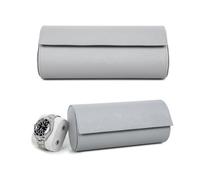 Hiram Watch Roll Case 3 Watches Storage Travel Case Genuine Saffiano Leather Travel Watch Organizer Storage Box (Grey)