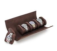 Hiram Watch Roll Case for 4 Watches - Handmade Genuine Leather Storage Case With Removable Cushion Slot Mounting Design - Protective Box