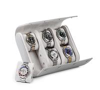 Hiram Watch Storage Case 6 Watches Travel Roll Case Genuine Saffiano Leather Travel Watch Organizer Storage Box (Grey)