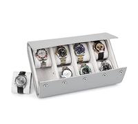 Hiram Watch Storage Case 8 Watches Travel Roll Case Genuine Saffiano Leather Travel Watch Organizer Storage Box (Grey)