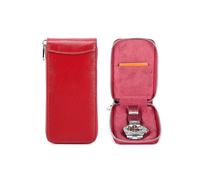 Hiram Watch Travel Case 1 Watches Storage Box Saffiano Leather Portable Zipper Watch Organizer (Red)